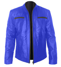 Load image into Gallery viewer, Superb Genuine Leather Men's Stylish Rock Star Motorcycle Biker Bomber Leather Jacket #512-LE