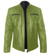 Load image into Gallery viewer, Superb Genuine Leather Men's Stylish Rock Star Motorcycle Biker Bomber Leather Jacket #512-LE