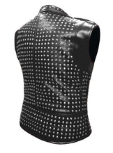 Load image into Gallery viewer, Men's Stylish Superb Real Genuine Leather Bomber Biker Metal Studded Jacket Vest #586-LE