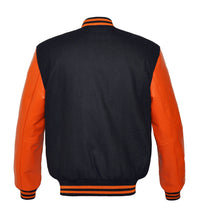 Load image into Gallery viewer, Superb Genuine Orange Leather Sleeve Letterman College Varsity Men Wool Jackets #ORSL-ORSTR-OB