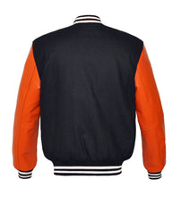 Load image into Gallery viewer, Superb Genuine Orange Leather Sleeve Letterman College Varsity Women Wool Jackets #ORSL-WSTR-OB