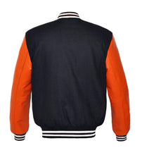 Load image into Gallery viewer, Superb Genuine Orange Leather Sleeve Letterman College Varsity Men Wool Jackets #ORSL-WSTR-WB