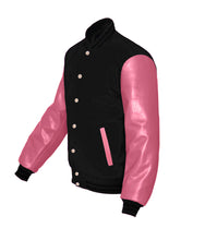 Load image into Gallery viewer, Superb Genuine Pink Leather Sleeve Letterman College Varsity Men Wool Jackets #PKSL-BSTR-PKB