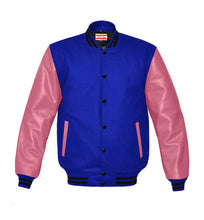 Load image into Gallery viewer, Superb Genuine Pink Leather Sleeve Letterman College Varsity Men Wool Jackets #PKSL-BSTR-BB