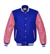 Load image into Gallery viewer, Superb Genuine Pink Leather Sleeve Letterman College Varsity Men Wool Jackets #PKSL-WSTR-PKB