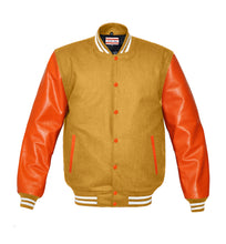 Load image into Gallery viewer, Superb Genuine Orange Leather Sleeve Letterman College Varsity Men Wool Jackets #ORSL-WSTR-OB