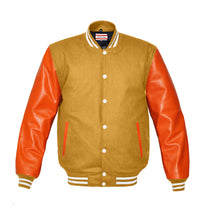 Load image into Gallery viewer, Superb Genuine Orange Leather Sleeve Letterman College Varsity Women Wool Jackets #ORSL-WSTR-WB