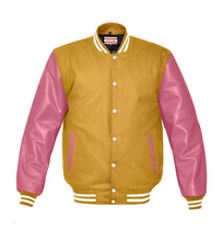 Load image into Gallery viewer, Superb Genuine Pink Leather Sleeve Letterman College Varsity Men Wool Jackets #PKSL-WSTR-WB