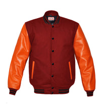 Load image into Gallery viewer, Superb Genuine Orange Leather Sleeve Letterman College Varsity Women Wool Jackets #ORSL-BSTR-BB