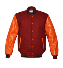 Load image into Gallery viewer, Superb Genuine Orange Leather Sleeve Letterman College Varsity Women Wool Jackets #ORSL-BSTR-OB