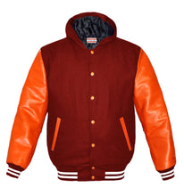 Load image into Gallery viewer, Superb Genuine Orange Leather Sleeve Letterman College Varsity Men Wool Jackets #ORSL-WSTR-OB-H