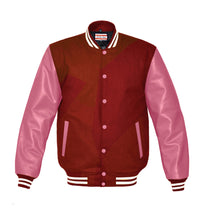 Load image into Gallery viewer, Superb Genuine Pink Leather Sleeve Letterman College Varsity Men Wool Jackets #PKSL-WSTR-PKB
