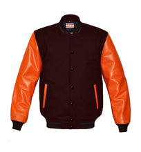 Load image into Gallery viewer, Superb Genuine Orange Leather Sleeve Letterman College Varsity Women Wool Jackets #ORSL-BSTR-BB