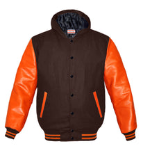 Load image into Gallery viewer, Superb Genuine Orange Leather Sleeve Letterman College Varsity Men Wool Jackets #ORSL-ORSTR-BB-H