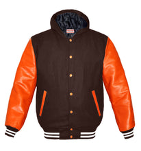 Load image into Gallery viewer, Superb Genuine Orange Leather Sleeve Letterman College Varsity Men Wool Jackets #ORSL-WSTR-OB-H