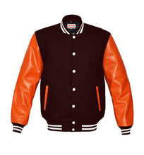 Load image into Gallery viewer, Superb Genuine Orange Leather Sleeve Letterman College Varsity Men Wool Jackets #ORSL-WSTR-WB