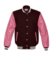 Load image into Gallery viewer, Superb Genuine Pink Leather Sleeve Letterman College Varsity Men Wool Jackets #PKSL-WSTR-PKB