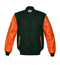 Load image into Gallery viewer, Superb Genuine Orange Leather Sleeve Letterman College Varsity Men Wool Jackets #ORSL-BSTR-BB