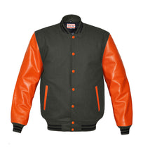 Load image into Gallery viewer, Superb Genuine Orange Leather Sleeve Letterman College Varsity Women Wool Jackets #ORSL-BSTR-OB