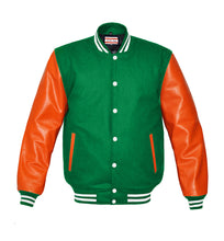 Load image into Gallery viewer, Superb Genuine Orange Leather Sleeve Letterman College Varsity Women Wool Jackets #ORSL-WSTR-WB