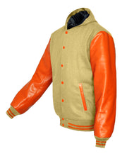 Load image into Gallery viewer, Superb Genuine Orange Leather Sleeve Letterman College Varsity Women Wool Jackets #ORSL-ORSTR-ORB-H