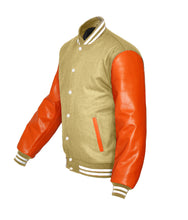 Load image into Gallery viewer, Superb Genuine Orange Leather Sleeve Letterman College Varsity Women Wool Jackets #ORSL-WSTR-WB