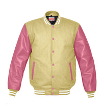 Load image into Gallery viewer, Superb Genuine Pink Leather Sleeve Letterman College Varsity Men Wool Jackets #PKSL-WSTR-PKB