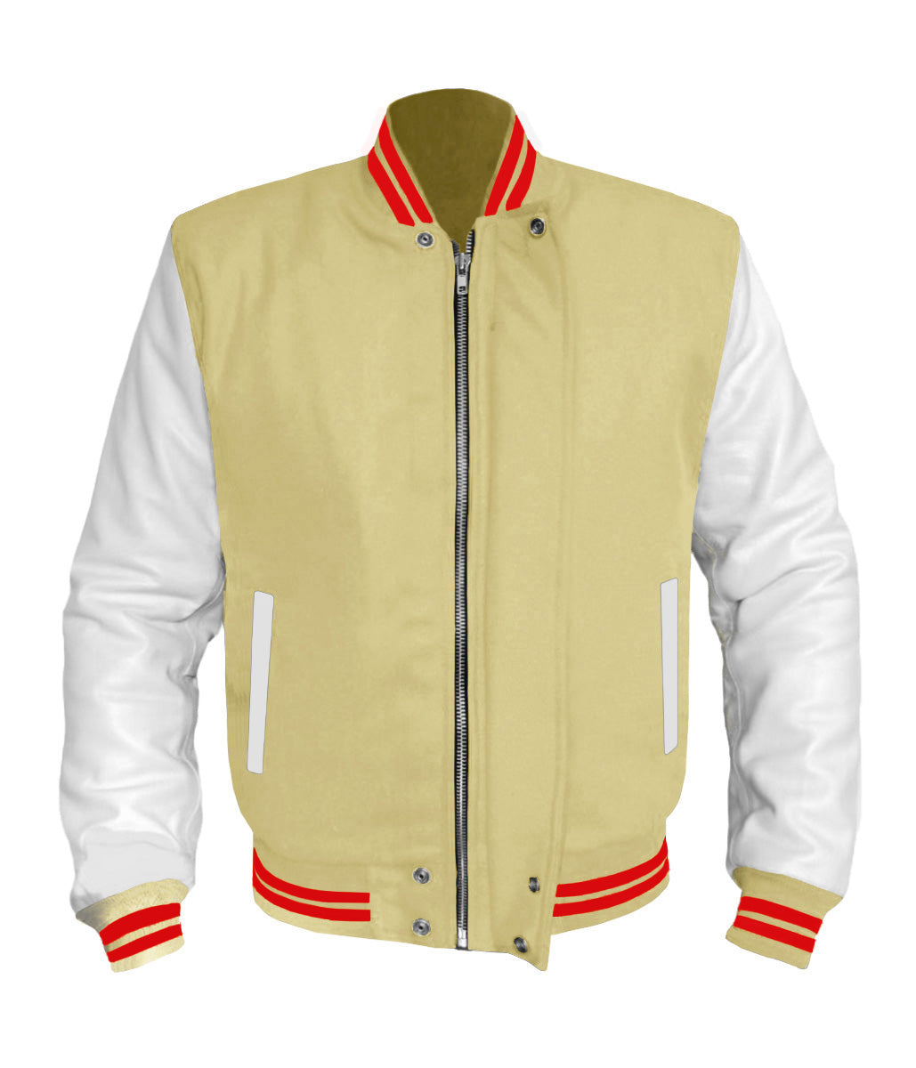 Wool Body American Style Leather Varsity Jacket Letterman Baseball Bomber  Jacket