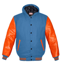 Load image into Gallery viewer, Superb Genuine Orange Leather Sleeve Letterman College Varsity Men Wool Jackets #ORSL-ORSTR-BB-H