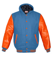 Load image into Gallery viewer, Superb Genuine Orange Leather Sleeve Letterman College Varsity Men Wool Jackets #ORSL-ORSTR-ORB-H