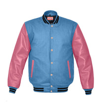 Load image into Gallery viewer, Superb Genuine Pink Leather Sleeve Letterman College Varsity Men Wool Jackets #PKSL-BSTR-PKB