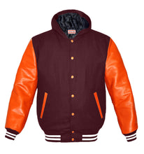 Load image into Gallery viewer, Superb Genuine Orange Leather Sleeve Letterman College Varsity Women Wool Jackets #ORSL-WSTR-OB-H