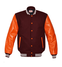 Load image into Gallery viewer, Superb Genuine Orange Leather Sleeve Letterman College Varsity Men Wool Jackets #ORSL-WSTR-OB