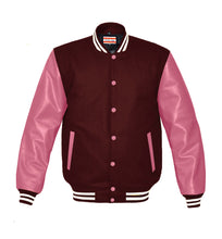 Load image into Gallery viewer, Superb Genuine Pink Leather Sleeve Letterman College Varsity Men Wool Jackets #PKSL-WSTR-PKB