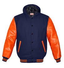 Load image into Gallery viewer, Superb Genuine Orange Leather Sleeve Letterman College Varsity Men Wool Jackets #ORSL-ORSTR-BB-H