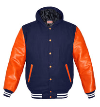 Load image into Gallery viewer, Superb Genuine Orange Leather Sleeve Letterman College Varsity Women Wool Jackets #ORSL-WSTR-OB-H