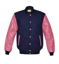 Load image into Gallery viewer, Superb Genuine Pink Leather Sleeve Letterman College Varsity Men Wool Jackets #PKSL-BSTR-PKB