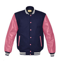 Load image into Gallery viewer, Superb Genuine Pink Leather Sleeve Letterman College Varsity Men Wool Jackets #PKSL-WSTR-PKB