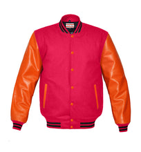 Load image into Gallery viewer, Superb Genuine Orange Leather Sleeve Letterman College Varsity Women  Wool Jackets #ORSL-BSTR-OB