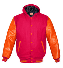Load image into Gallery viewer, Superb Genuine Orange Leather Sleeve Letterman College Varsity Men Wool Jackets #ORSL-ORSTR-ORB-H