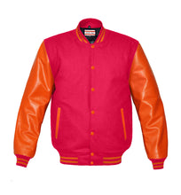 Load image into Gallery viewer, Superb Genuine Orange Leather Sleeve Letterman College Varsity Men Wool Jackets #ORSL-ORSTR-OB