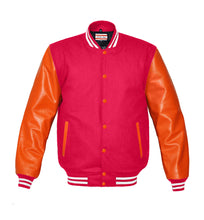 Load image into Gallery viewer, Superb Genuine Orange Leather Sleeve Letterman College Varsity Men Wool Jackets #ORSL-WSTR-OB