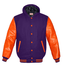 Load image into Gallery viewer, Superb Genuine Orange Leather Sleeve Letterman College Varsity Men Wool Jackets #ORSL-ORSTR-ORB-H