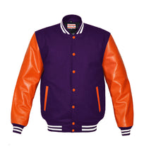 Load image into Gallery viewer, Superb Genuine Orange Leather Sleeve Letterman College Varsity Men Wool Jackets #ORSL-WSTR-OB
