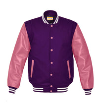 Load image into Gallery viewer, Superb Genuine Pink Leather Sleeve Letterman College Varsity Men Wool Jackets #PKSL-WSTR-PKB