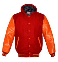 Load image into Gallery viewer, Superb Genuine Orange Leather Sleeve Letterman College Varsity Men Wool Jackets #ORSL-ORSTR-ORB-H