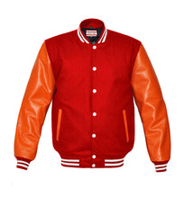 Load image into Gallery viewer, Superb Genuine Orange Leather Sleeve Letterman College Varsity Women Wool Jackets #ORSL-WSTR-WB