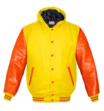 Load image into Gallery viewer, Superb Genuine Orange Leather Sleeve Letterman College Varsity Women Wool Jackets #ORSL-ORSTR-ORB-H