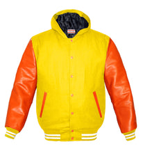 Load image into Gallery viewer, Superb Genuine Orange Leather Sleeve Letterman College Varsity Women Wool Jackets #ORSL-WSTR-OB-H