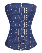 Load image into Gallery viewer, Heavy Duty 24 Double Steel Boned Waist Training Leather Overbust Shaper Corset #1216-LE